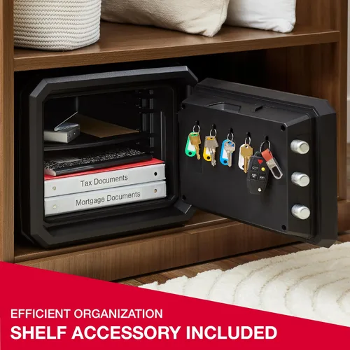 Miniatura 6 de SentrySafe Caja fuerte grande ignífuga e impermeable con teclado digital retroiluminado y llave de anulación para pasaportes, dinero, joyas, 0.81