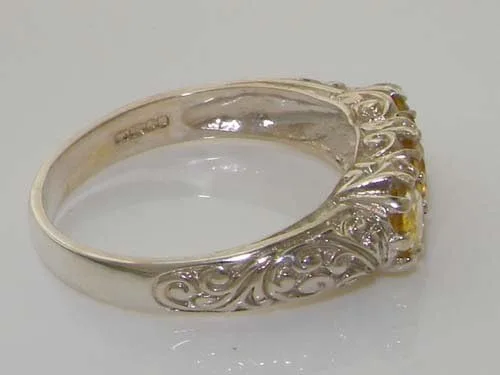 Miniatura 5 de Anillo de plata de ley 925 con citrino auténtico para mujer