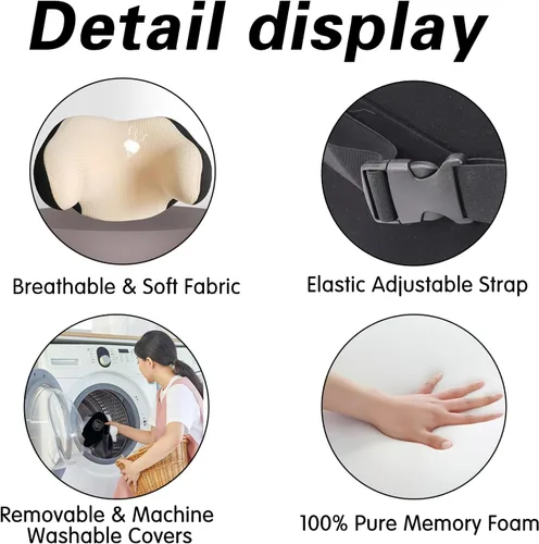 Miniatura 3 de Almohada realmente útil para reposacabezas de coche, almohada para el cuello del coche para dormir con correa ajustable, 100% espuma viscoelástica