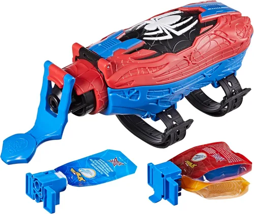 Marvel Spider-Man Real Webs Ultimate Web Blaster, lanzador 2 en 1, juguete de juego de rol, disfraz de Spider-Man, juguetes de Spider-Man para niños