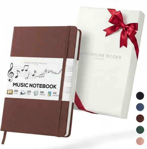 Libro de notas en blanco para partituras de Beechmore Books – A4 8.5x11.5 para compositores, músicos y cantantes, 156 páginas gruesas de 120 g/m²,