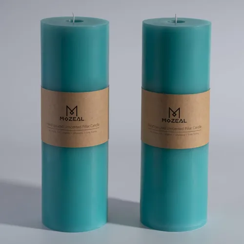 Miniatura 106 de MOZEAL Velas grandes sin perfume vertidas a mano de 3 x 8 pulgadas, sin humo, juego de 2, combustión lenta, sin goteo, aproximadamente 150 horas