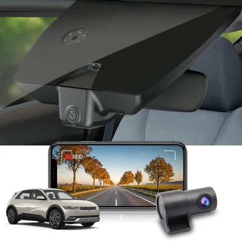 Fitcamx Cámara de tablero delantera 2K y trasera 1080P para Hyundai IONIQ 5 2022-2024 (6 ventilaciones) SE Standard Range SEL Limited, aspecto OEM,