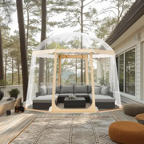 Miniatura 17 de VEVOR Pop up Sports Tent, 8 Sizes Optional Clear Bubble Tent for 1-6 Person, Waterproof Outdoor Pod with Floor Mat & Top Cover, Garden Igloo Dome