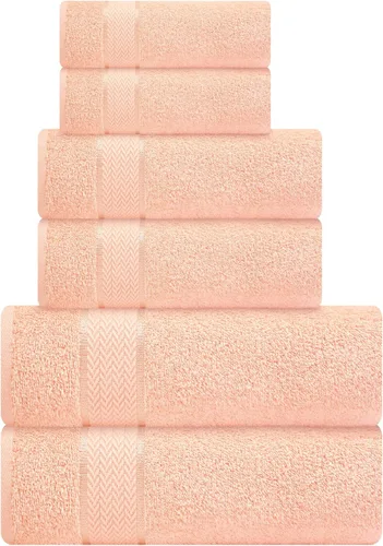 Miniatura 22 de Juego de toallas de baño - 100% algodón - 2 toallas de baño, 2 toallas de mano y 2 paños - Grandes, secado rápido, absorbentes, suaves, lujosas
