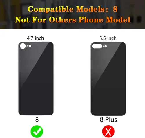 Miniatura 2 de Funda trasera de repuesto compatible con iPhone 8 de 4.7" + Herramientas profesionales (Gris espacial) Incluye herramientas profesionales, cinta