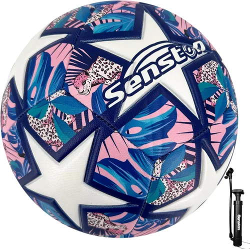 Miniatura 10 de Senston Balón de fútbol talla 3 y talla 4 y talla 5 para niños y adultos, balón de fútbol oficial para partidos y entrenamiento con bomba Negro