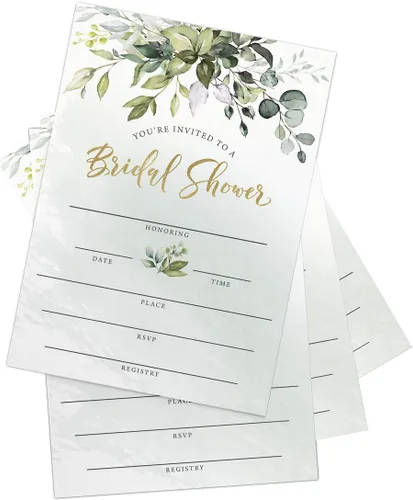 Miniatura 5 de Printed Party Invitaciones y sobres para despedida de soltera, vegetación, juego de 25