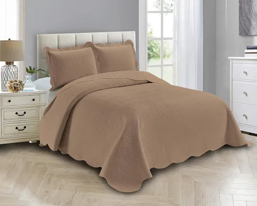 Miniatura 7 de Linen Plus Juego de Colcha y Cobertor de Lujo de Gran Tamaño con Relieve Color Verde Cazador Sólido Full/Queen Nuevo # Ashley