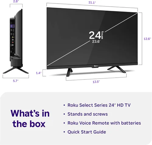 Miniatura 9 de Roku Smart TV 2026 - Serie Select de 24 pulgadas, TV HD 720p - Roku TV con control remoto por voz - Televisión LED de pantalla plana con Wi-Fi