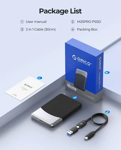 Miniatura 6 de ORICO SSD externo de 128 GB con cable USB C 2 en 1, unidad de estado sólido portátil USB 3.2 Gen 1 hasta 460 MB/s, resistencia al polvo y caídas