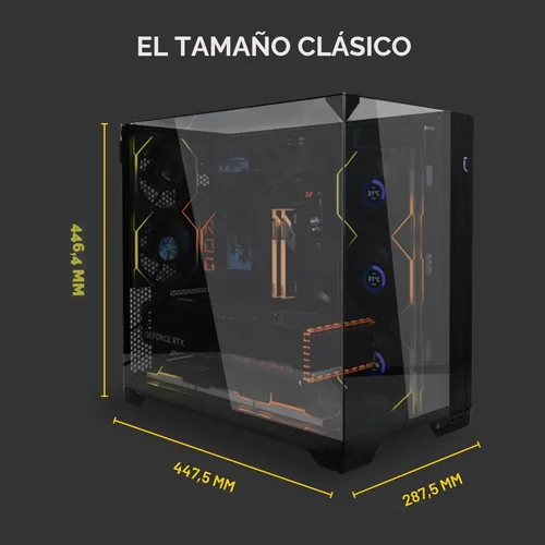 Miniatura 3 de Lian Li O11 Vision Compact - Caja para computadora de torre media ATX, vidrio templado negro-acero, soporte de conexión en la parte trasera - O11VPX