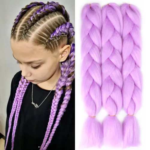 Miniatura 21 de Extensiones de cabello trenzado de color amarillo jumbo, trenzas gigantes para trenzas de caja trenzada, cabello de fibra sintética de alta calidad