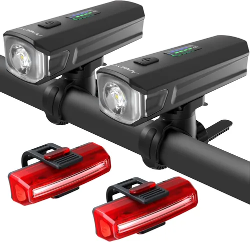 APECYC Bike Lights USB-C Rechargeable Bicycle Front Headlight and Rear Taillight with 4+5 Light Modes, Waterproof Bike Light Set for Night Riding,