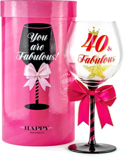 Copa de vino de cumpleaños 40 y fabulosa para mujer, regalo divertido para mujeres que cumplen cuarenta años, mamá, mejor amiga, tía, hermana,