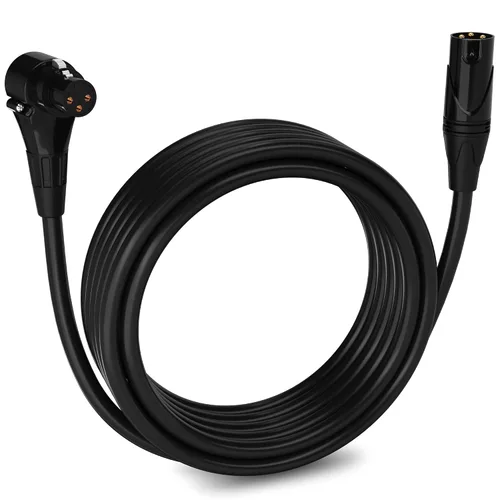 Miniatura 55 de LyxPro Cable de micrófono XLR hembra a macho de ángulo recto de 3 pines de 1.5 pies para altavoces amplificados, interfaz de audio, rendimiento