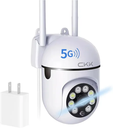 CKK Cámara de seguridad 1080P inalámbrica, cámara WiFi PTZ para el hogar de 2MP (2.4G/5G de doble banda), panorámica de 360°, visión nocturna a