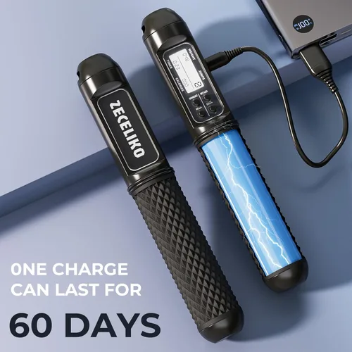 Miniatura 4 de Cuerda de saltar inteligente con pantalla LED y contador de saltos, diseño inalámbrico con peso para gimnasio en casa y HIIT, alambre de acero
