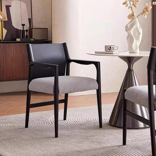 Miniatura 4 de Dining Chairs with backrest, Upholstered Kitchen Chair, Vintage Country Dining Chairs Set Wood Kitchen Chair, Armrests Optional(with armrests,4PCS)