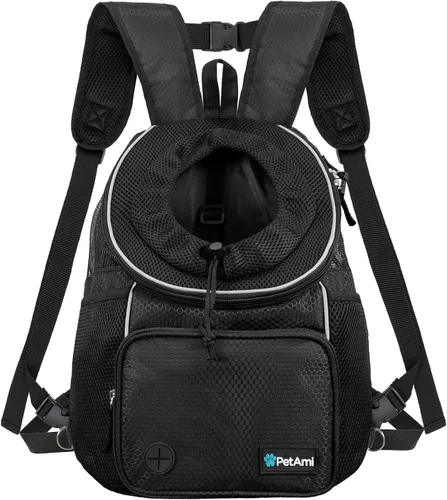 PetAmi Mochila Transportadora Frontal para Perros, Mochila Transportadora Ajustable para Perros Mascotas Gatos en el Pecho, Transportadora Ventilada