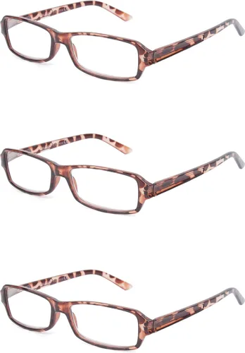 Miniatura 9 de Paquete de 3 lentes de lectura unisex con marco de plástico rectangular para hombres y mujeres