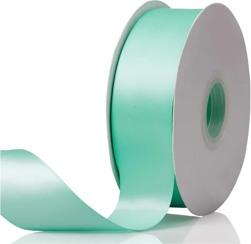 Miniatura 64 de Cinta de satén de doble cara verde manzana de 1-1/2 x 50 yardas, rollos de cinta de tela de alta densidad de color sólido, ideal para envolver