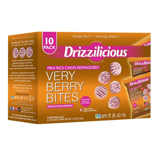 Miniatura 14 de Drizzilicious Mini tortas de arroz sabor galletas y crema – Crujientes de arroz, aperitivo saludable para adultos y niños, pasteles de arroz