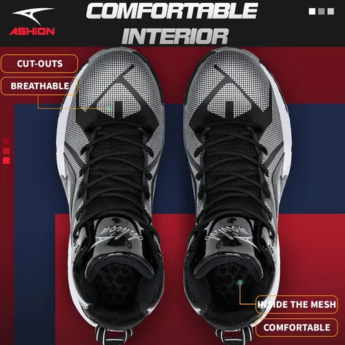 Miniatura 6 de ASHION Zapatos de baloncesto unisex para niños y niñas, tenis de caña alta, transpirables, con amortiguación al aire libre, zapatos deportivos