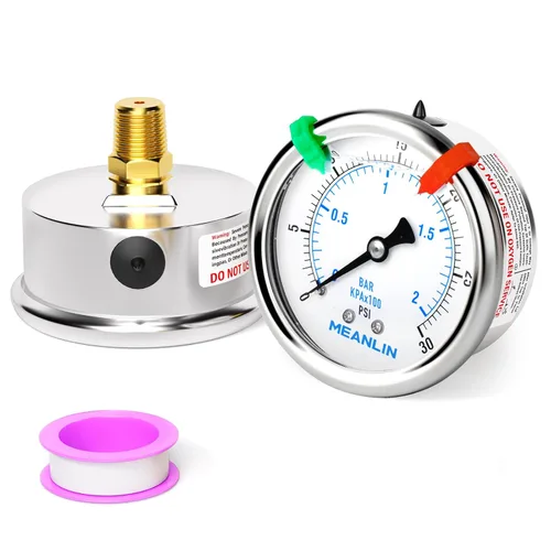 Miniatura 47 de MEANLIN MEASURE - Manómetro de vacío de presión -30inHG~0Psi, esfera con cara de 2.5 pulgadas, NPT de 1/4 de pulgada, manómetro de acero inoxidable