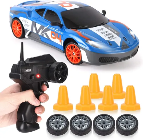 Miniatura 12 de Liberty Imports RC Drift Car 1/24 2.4GHz 4WD Control remoto Sport Racing Vehículo en carretera con luz LED, baterías y neumáticos de deriva