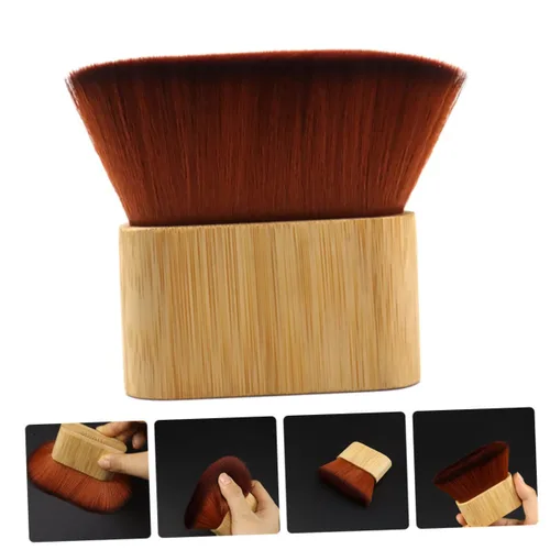 Miniatura 7 de FOMIYES Cepillo de cerdas flexibles, plumero de pelo para peluqueros peluquero, cepillo de depilación, plumero de cuello, mango de bambú