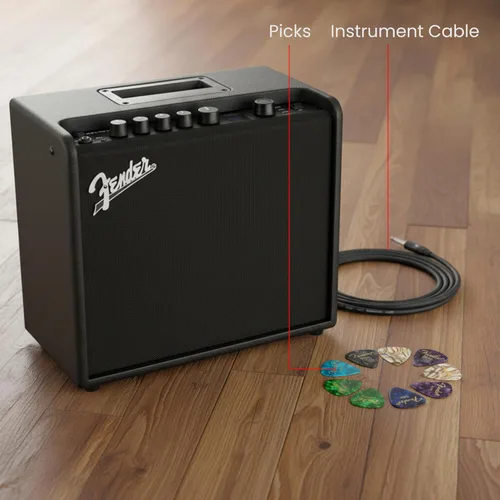 Miniatura 2 de Fender Mustang LT25 - Amplificador combinado de guitarra con cable y paquete exclusivo de púas de 12 piezas de Austin Bazaar