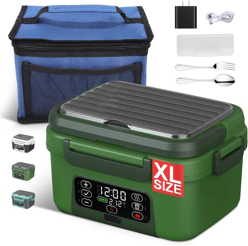 Miniatura 13 de Lonchera eléctrica inalámbrica con calefacción, 1.5L - 6.3 tazas, 20000 mAh, 100 W, recargable, calentador de alimentos inteligente con divisor