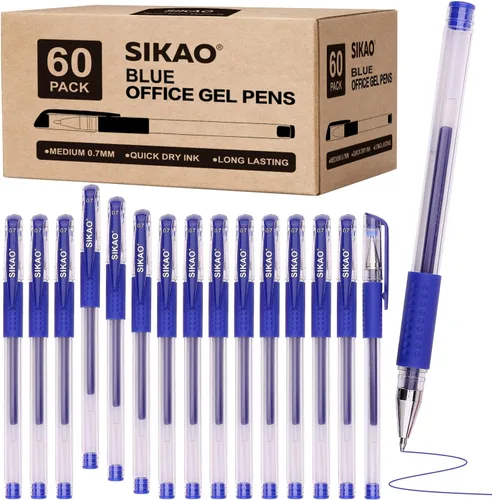 Miniatura 11 de Bolígrafos de gel negros a granel, paquete de 60 bolígrafos de tinta de gel de punta fina de 0.028 in, tinta negra suave de secado rápido, sin