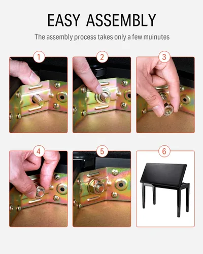 Miniatura 4 de Donner Banco de Piano Dúo con Almacenamiento, Banco de Teclado de Madera Maciza Banco de Piano Librero Taburete Silla Asiento con Cojín Acolchado