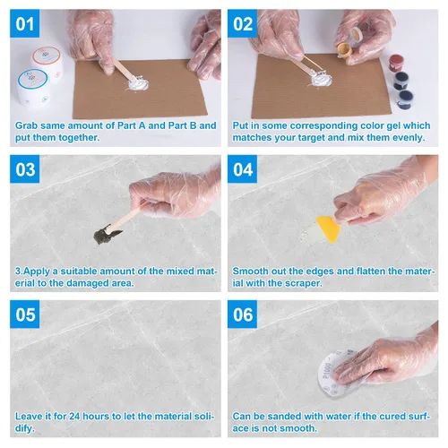 Miniatura 5 de Kit de reparación de mármol y granito, kit de reparación de encimera de cuarzo para astillas, abolladuras, grietas, agujeros y arañazos, relleno