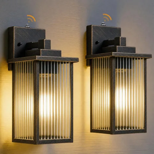 Miniatura 21 de Lámpara de pared para exteriores con sensor de anochecer a amanecer, luz exterior impermeable para porche de casa y garaje, aplique de pared
