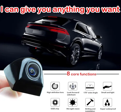 Miniatura 7 de jeseny Paquete de 1 cámara de respaldo HD para automóvil, IP69, impermeable, visión nocturna, retrovisor, retrovisor, retrovisor, 170°, ajustable