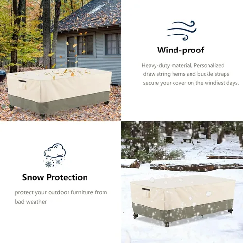 Miniatura 7 de Bitubi Funda para Mesa de Patio Rectangular/Ovalada de 60 Pulgadas, Funda para Mesa de Comedor Exterior Resistente e Impermeable para Invierno