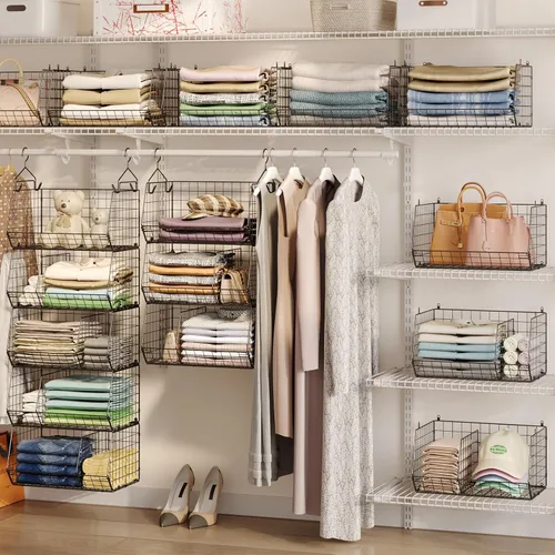 Miniatura 5 de Organizador colgante de armario extragrande de 5 niveles con 5 divisores, 16.5"L x 11.8"A x 51.4"Al, organizadores de armario y almacenamiento con 5