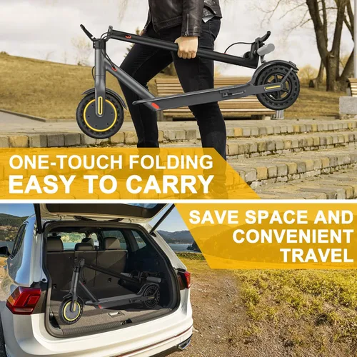 Miniatura 6 de Qlaway 10/8.5" E Scooter for Adults 19 MPH Sport Escooter 350W Motor, Electric Scooter 15-22 Miles Range, Bearing 265 LBS/APP Control Gris- amarillo