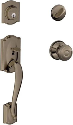 Miniatura 9 de Schlage F60 V CAM 716 ACC - Juego de manijas para puerta de entrada con manija Accent, diseño Camelot, cerradura de entrada con llave de lado único