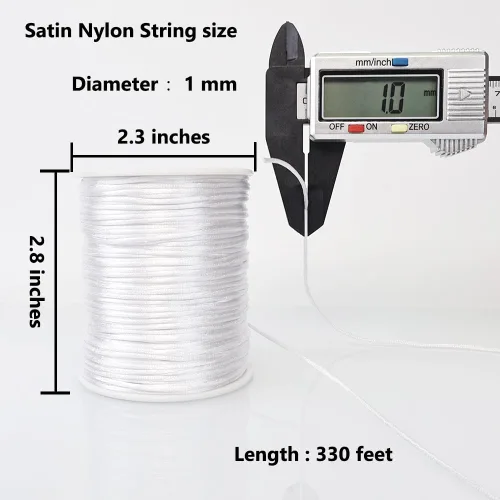 Miniatura 2 de LUSTEMBER Cuerda de nailon satinado de 330 pies, cordón de nailon suave y duradero de 0.039 pulgadas para hacer joyas, pulseras, cuentas, collares