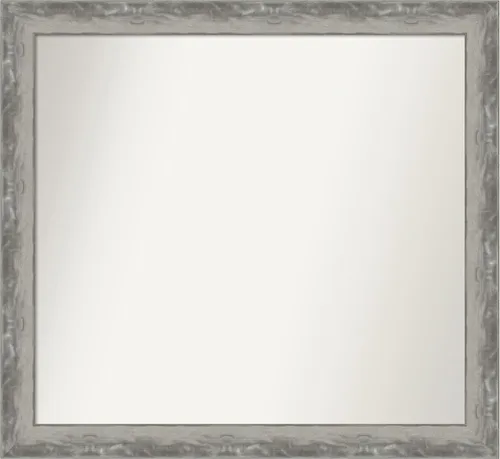Miniatura 381 de Amanti Art Espejo de baño plateado para sobre el fregadero, 24 x 24 pulgadas, espejo cuadrado de peltre forjado a medida, marco de madera casual