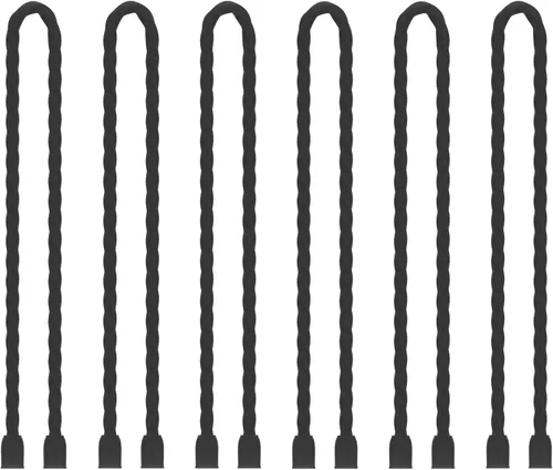 Miniatura 9 de 6 bridas de silicona de 24 pulgadas de diámetro reutilizables con núcleo de acero de 0.196 pulgadas de diámetro, lazos de torsión de goma flexibles