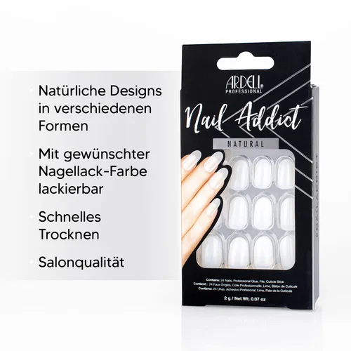 Miniatura 6 de Ardell Nail Addict - Kit de uñas artificiales a presión, uñas postizas largas naturales, transparentes brillantes, 24 extensiones de uñas
