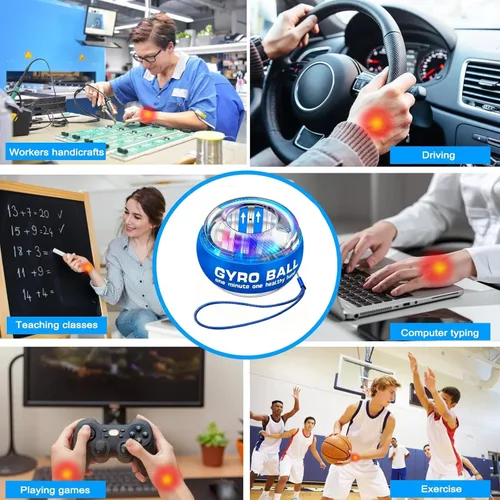 Miniatura 6 de Bola Giroscópica de Muñeca de Arranque Automático con Luces LED, Fortalecedor de Muñeca y Ejercitador de Antebrazo para Brazos, Dedos y Músculos más