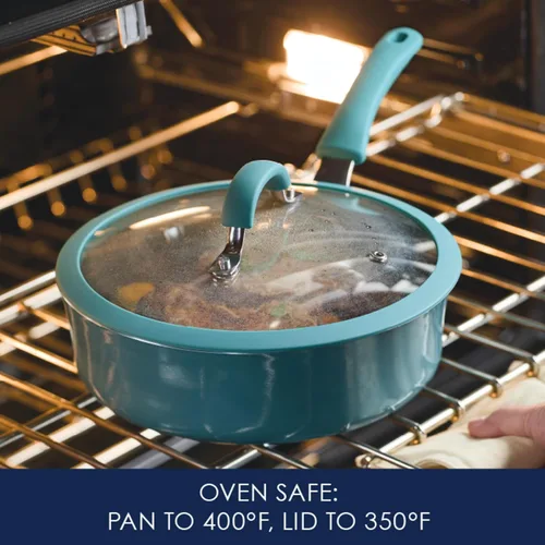 Miniatura 5 de Rachael Ray Cook + Create Sartén Sauté Antiadherente con Tapa, 3 Cuartos, Azul Agave