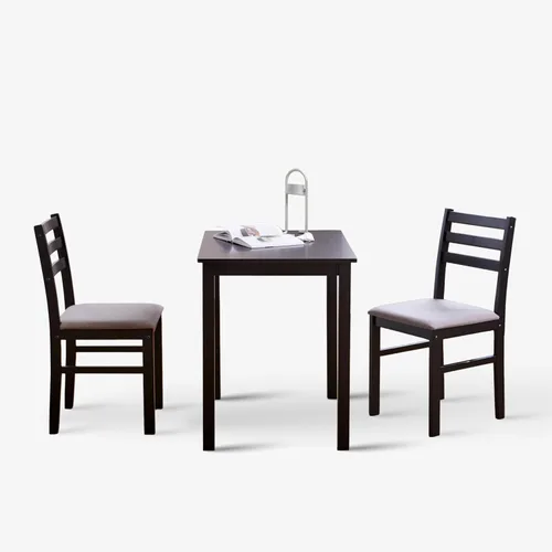 Livinia Seattle - Juego de mesa de comedor de madera de 3 piezas para 2, moderno juego de comedor de cocina de granja con sillas traseras de Negro