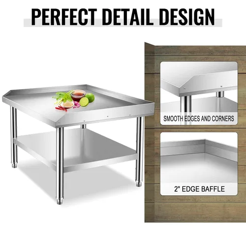 Miniatura 4 de Soporte de parrilla de acero inoxidable resistente con certificación NSF de calibre 18 con estante inferior para cocinas, cuartos de servicio